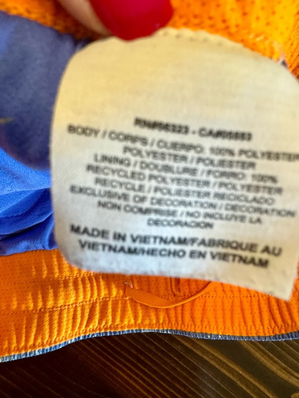 Nike Dri Fit Women’s Blue Splatter Running Shorts with Orange Side Panels M‎